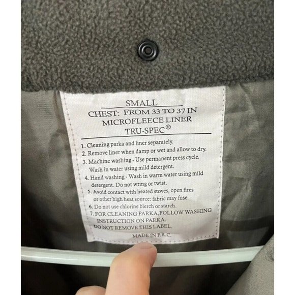 TRU-SPEC Micro Fleece Parka Mens Size Small Military Jacket/ Liner Green Fleece - Picture 8 of 8